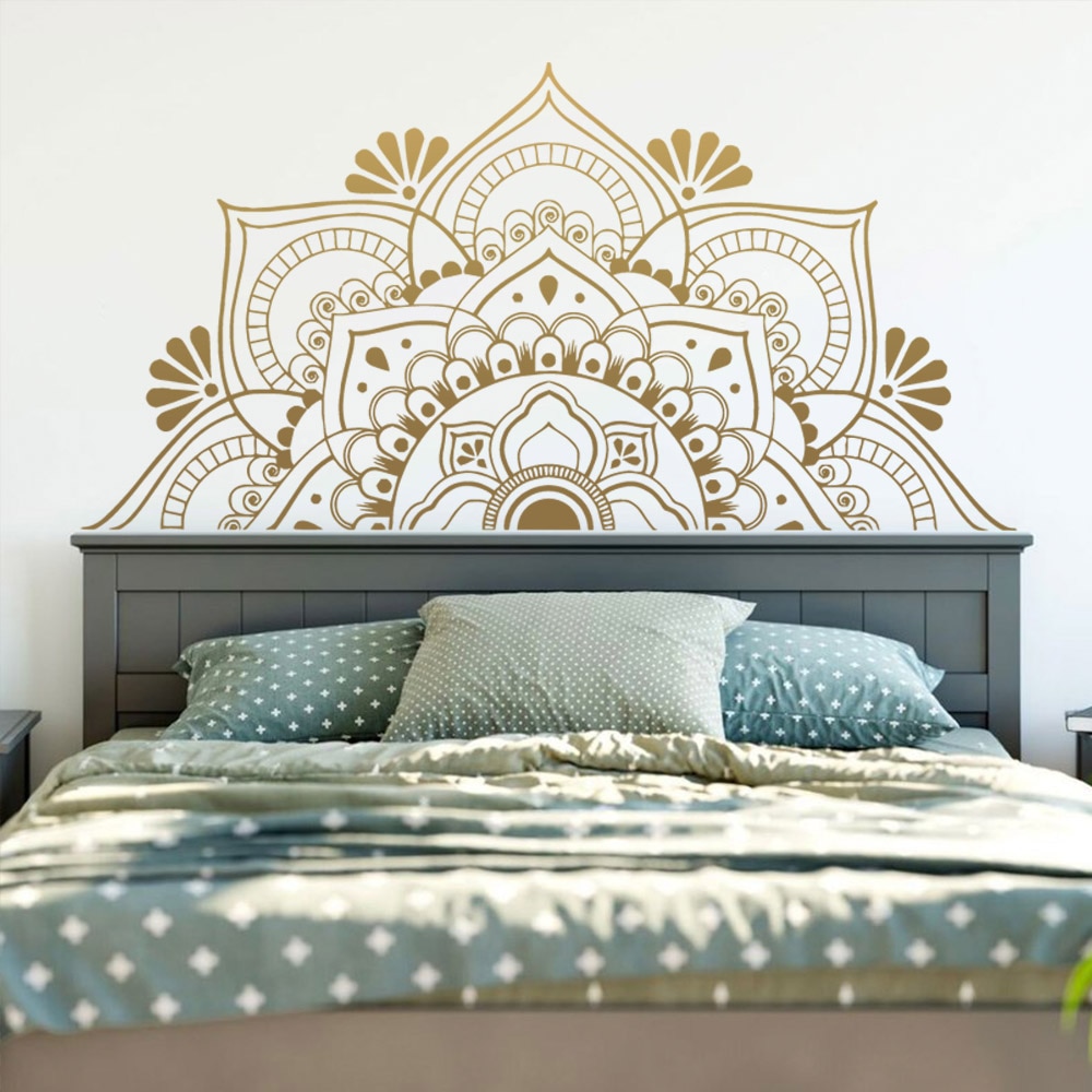 Sticker mural tête de lit imitation rondins de bois - TenStickers